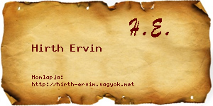 Hirth Ervin névjegykártya