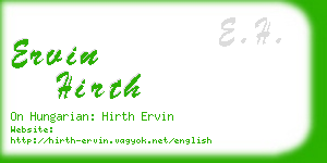 ervin hirth business card